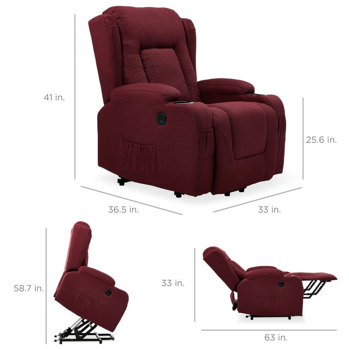 Fauteuil de massage inclinable électrique avec chauffage, port USB et porte-gobelets