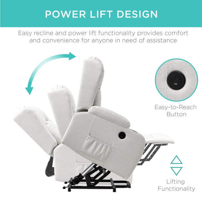 Fauteuil de massage inclinable électrique avec chauffage, port USB et porte-gobelets