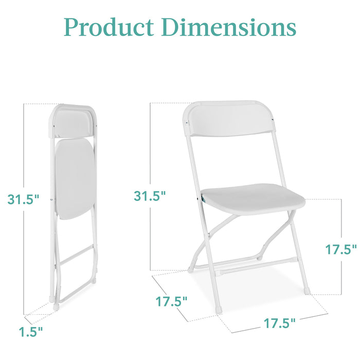 Set of 10 Folding Stacking Plastic Chairs w/ Non-Slip Feet