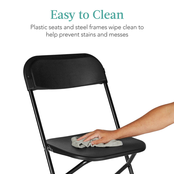 Set of 10 Folding Stacking Plastic Chairs w/ Non-Slip Feet