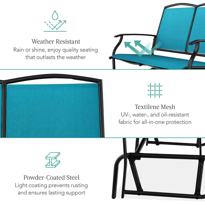 2-Person Patio Loveseat Swing Glider, Bench Rocker w/ Armrests