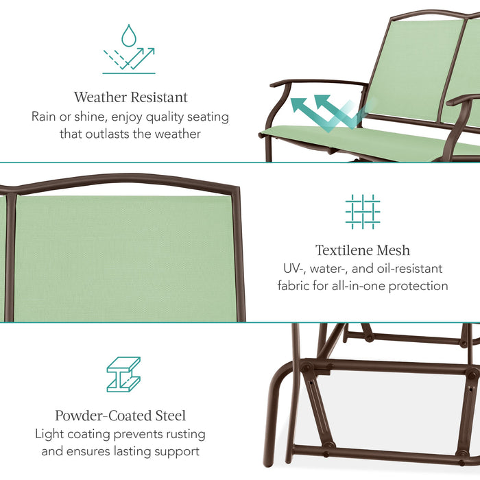 2-Person Patio Loveseat Swing Glider, Bench Rocker w/ Armrests