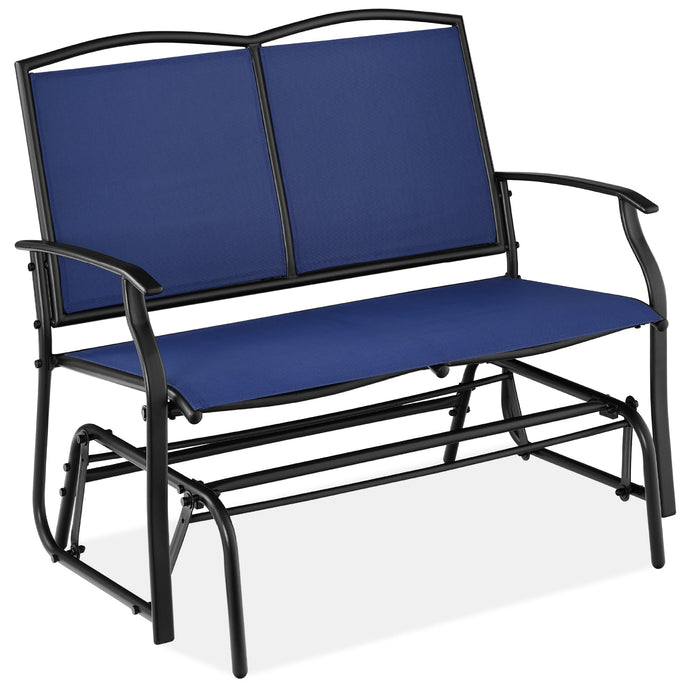 2-Person Patio Loveseat Swing Glider, Bench Rocker w/ Armrests