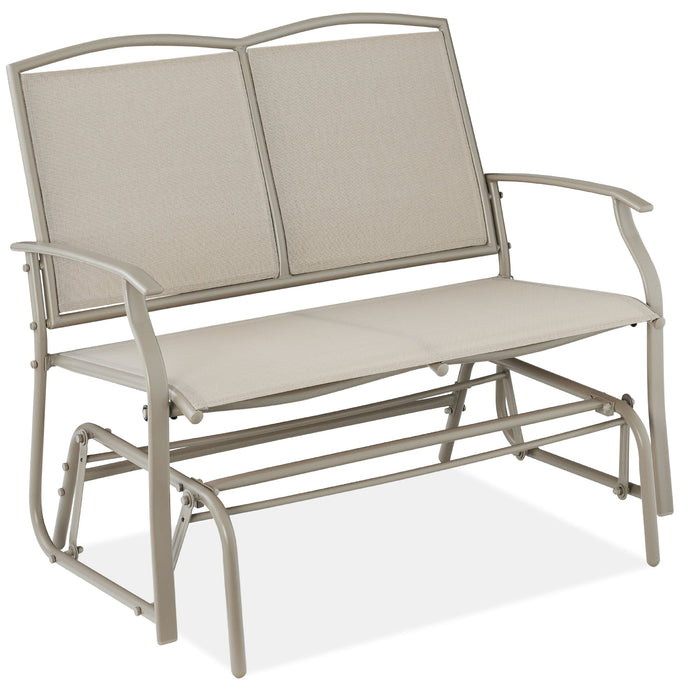 2-Person Patio Loveseat Swing Glider, Bench Rocker w/ Armrests