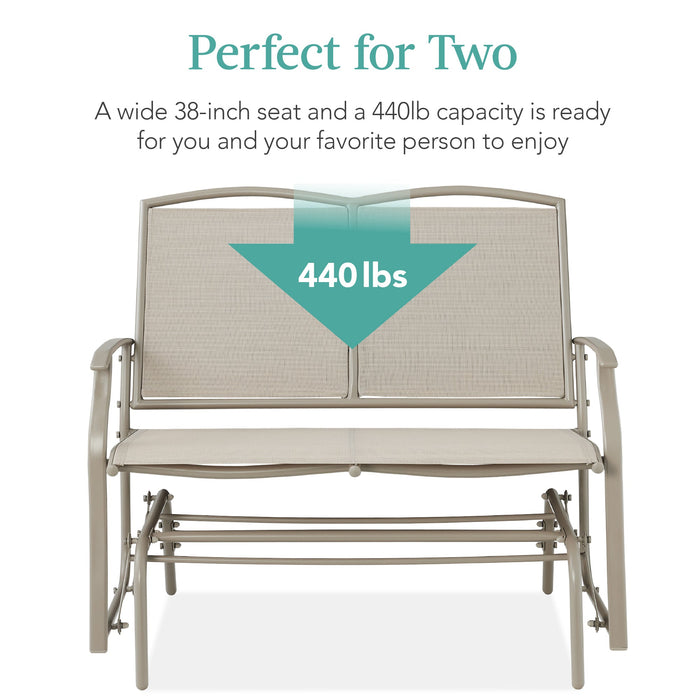 2-Person Patio Loveseat Swing Glider, Bench Rocker w/ Armrests