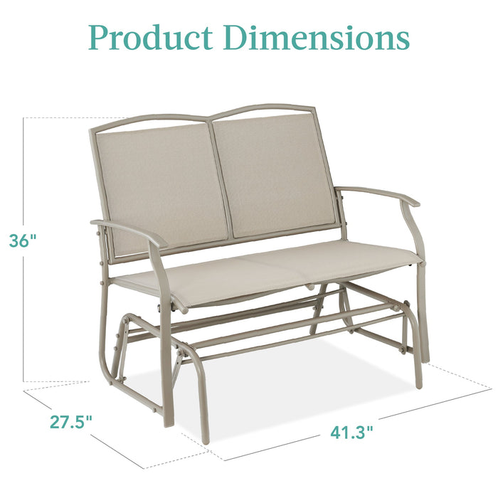 2-Person Patio Loveseat Swing Glider, Bench Rocker w/ Armrests