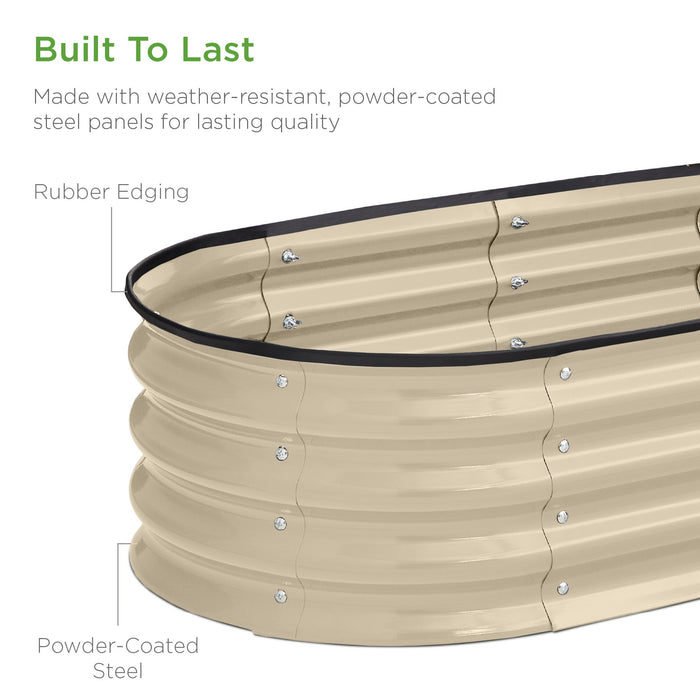 Outdoor Raised Metal Oval Garden Bed, Planter Box - 4x2x1ft