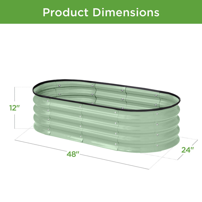 Outdoor Raised Metal Oval Garden Bed, Planter Box - 4x2x1ft