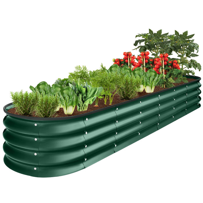 Outdoor Metal Raised Oval Garden Bed for Vegetables, Flowers - 8x2x1ft