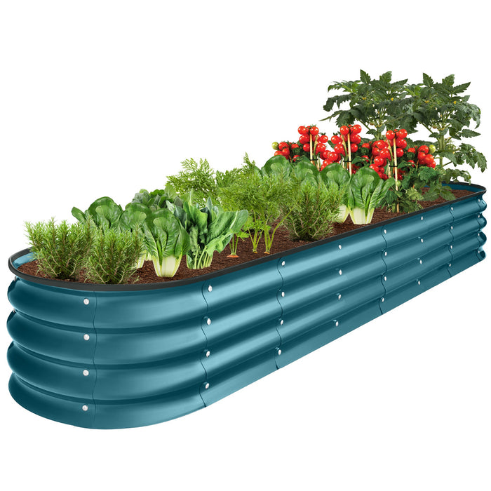 Outdoor Metal Raised Oval Garden Bed for Vegetables, Flowers - 8x2x1ft