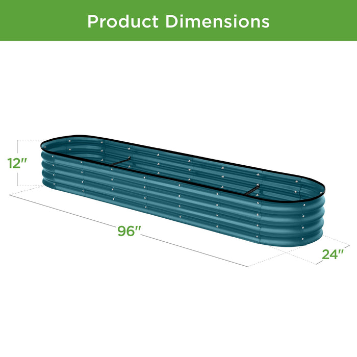 Outdoor Metal Raised Oval Garden Bed for Vegetables, Flowers - 8x2x1ft