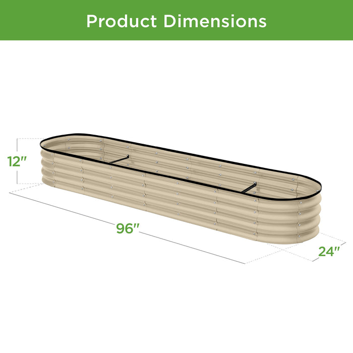 Outdoor Metal Raised Oval Garden Bed for Vegetables, Flowers - 8x2x1ft