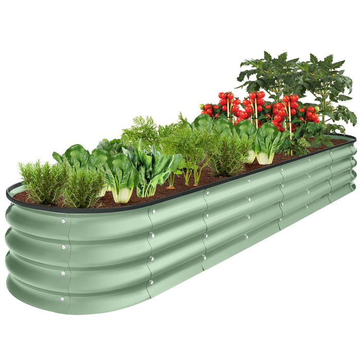 Outdoor Metal Raised Oval Garden Bed for Vegetables, Flowers - 8x2x1ft