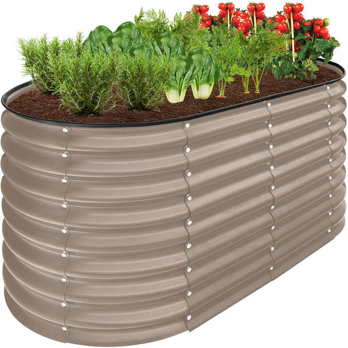 Outdoor Raised Metal Oval Garden Bed, Planter Box - 4x2x2ft