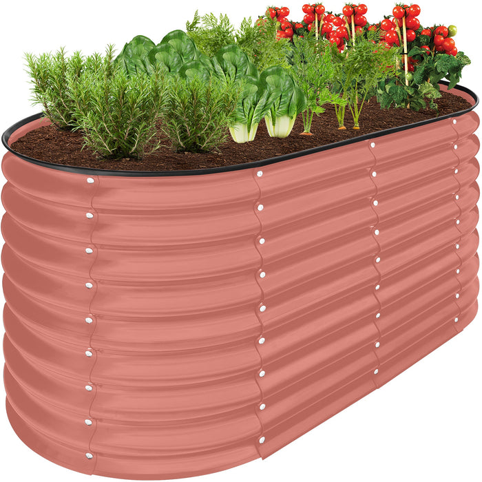 Outdoor Raised Metal Oval Garden Bed, Planter Box - 4x2x2ft