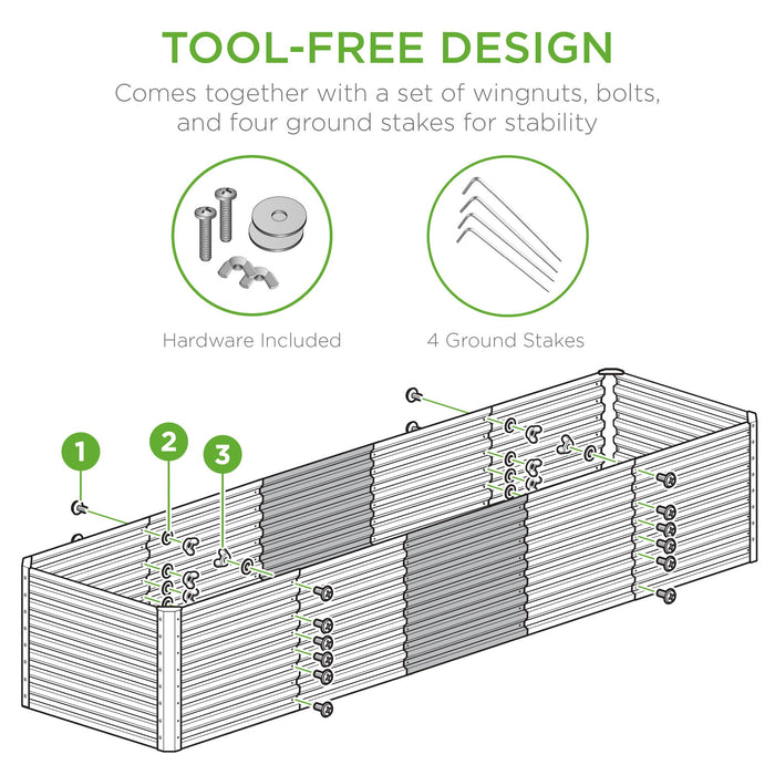 Jardinière surélevée en métal pour légumes, fleurs et herbes aromatiques - 8 x 2 x 2 pieds