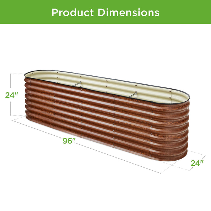 Jardinière surélevée en métal, jardinière ovale d'extérieur pour légumes - 8x2x2ft