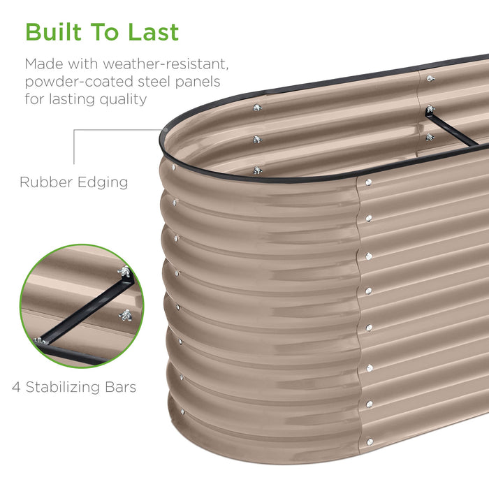 Jardinière surélevée en métal, jardinière ovale d'extérieur pour légumes - 8x2x2ft