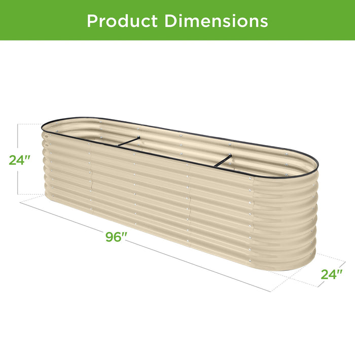 Jardinière surélevée en métal, jardinière ovale d'extérieur pour légumes - 8x2x2ft