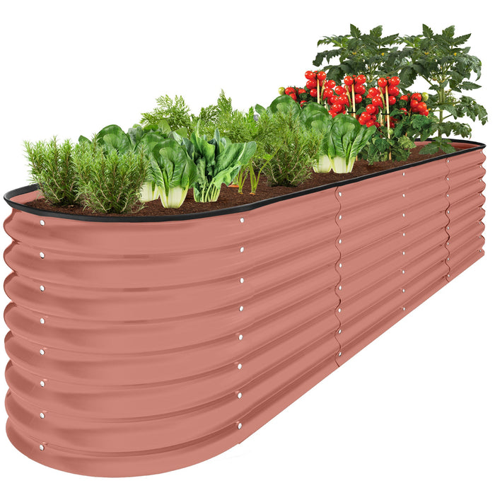 Metal Raised Garden Bed, Oval Outdoor Planter Box for Vegetables - 8x2x2ft