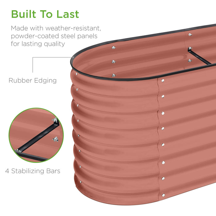 Jardinière surélevée en métal, jardinière ovale d'extérieur pour légumes - 8x2x2ft