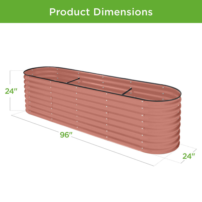 Jardinière surélevée en métal, jardinière ovale d'extérieur pour légumes - 8x2x2ft