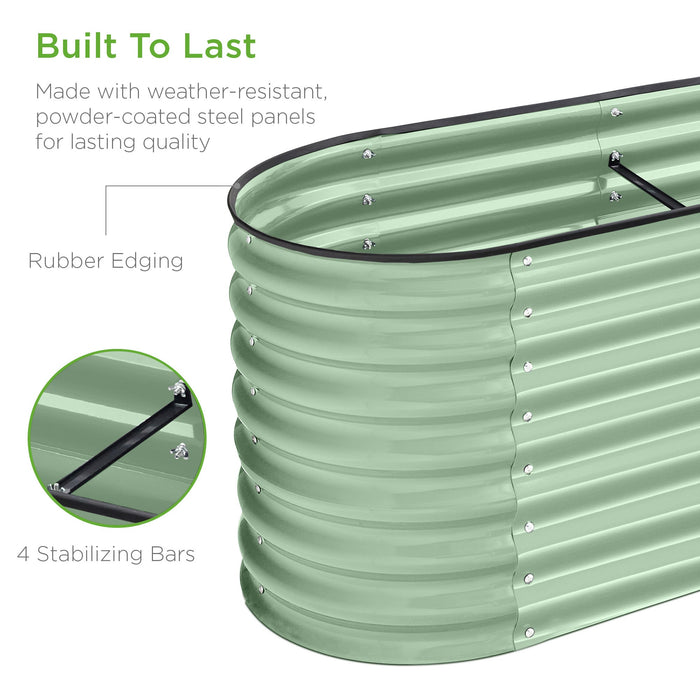 Jardinière surélevée en métal, jardinière ovale d'extérieur pour légumes - 8x2x2ft