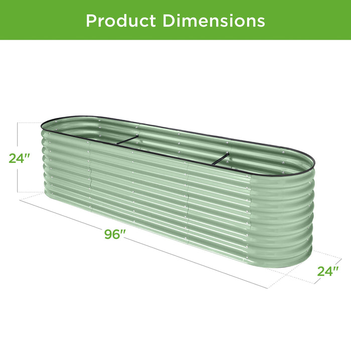 Jardinière surélevée en métal, jardinière ovale d'extérieur pour légumes - 8x2x2ft