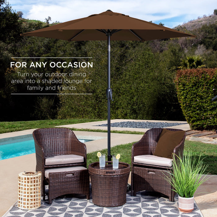 Outdoor Market Patio Umbrella w/ Push Button Tilt, Crank Lift - 7.5ft