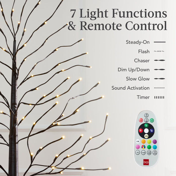 Set of 3 Lighted Twig Birch Trees, 4ft, 6ft, 8ft w/ 300 2-in-1 LEDs