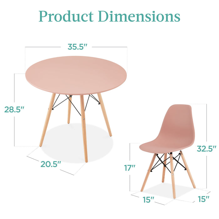 Ensemble de salle à manger moderne du milieu du siècle, 5 pièces, avec 4 chaises, pieds en bois et cadre en métal