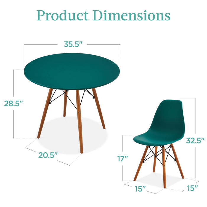 Ensemble de salle à manger moderne du milieu du siècle, 5 pièces, avec 4 chaises, pieds en bois et cadre en métal