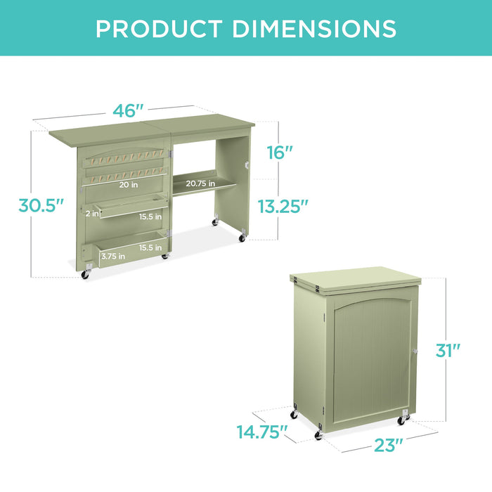 Table de couture pliante, station d'artisanat polyvalente et table d'appoint avec roulettes