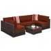 7-Piece Modular Wicker Sectional Conversation Set w/ 2 Pillows, Cover