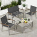 4-Piece Textilene Outdoor Conversation Set w/ Cushions, Table