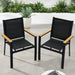 Set of 2 Stackable Textilene Chairs w/ Armrests, Dining Accent Furniture