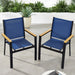 Set of 2 Stackable Textilene Chairs w/ Armrests, Dining Accent Furniture