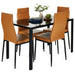 5-Piece Dining Table Set w/ Glass Top, Leather Chairs