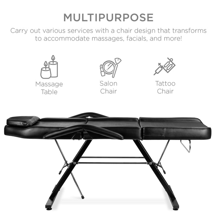 Multipurpose Massage Bed, Spa & Salon Chair w/ Hydraulic Stool - 71in