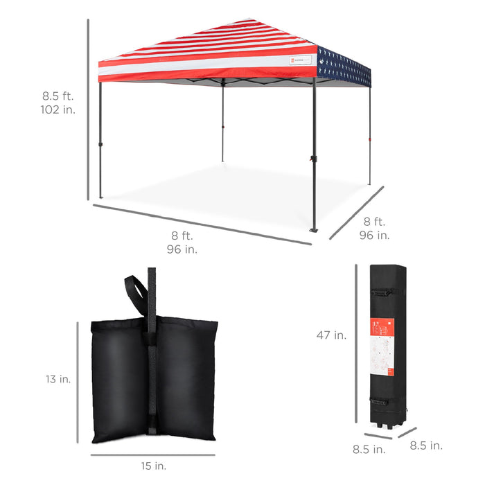 Auvent instantané à installation individuelle avec étui et 4 sacs de poids - 8 x 8 pieds