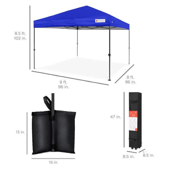 Auvent instantané à installation individuelle avec étui et 4 sacs de poids - 8 x 8 pieds