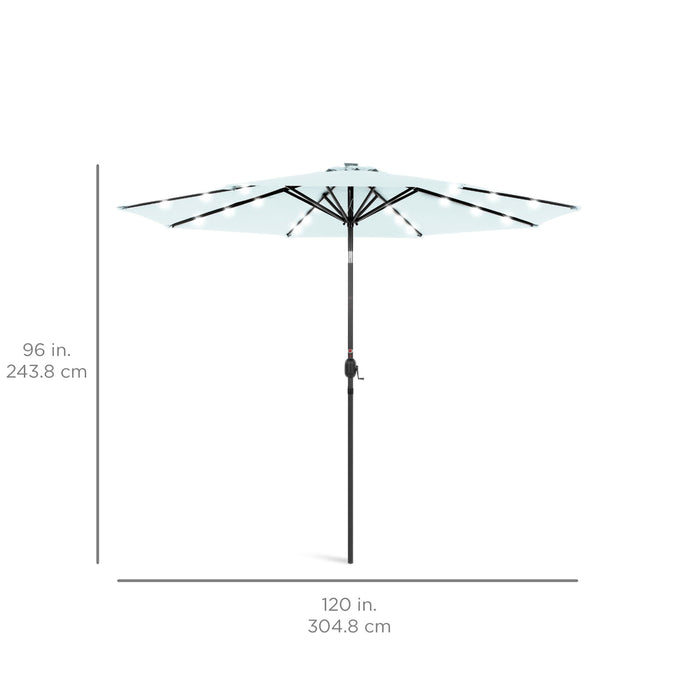 Solar LED Lighted Patio Umbrella w/ Tilt Adjustment, UV-Resistant- 10ft