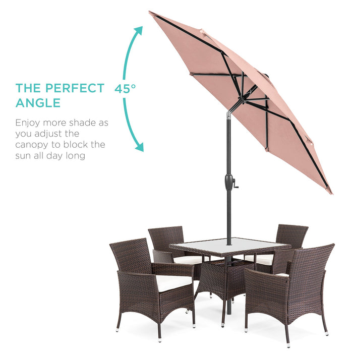 Outdoor Market Patio Umbrella w/ Push Button Tilt, Crank Lift - 7.5ft