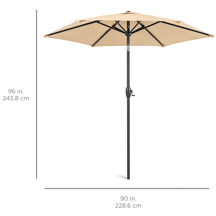 Outdoor Market Patio Umbrella w/ Push Button Tilt, Crank Lift - 7.5ft