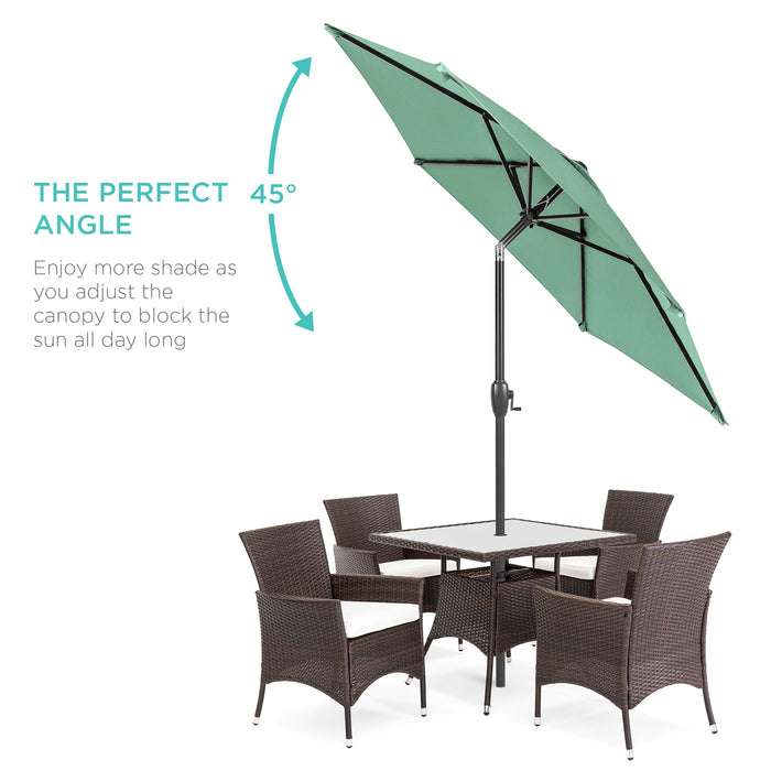 Outdoor Market Patio Umbrella w/ Push Button Tilt, Crank Lift - 7.5ft