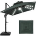 2-Tier Square LED Cantilever Offset Umbrella w/ 360 Rotation, Base - 10x10ft