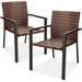 Set of 2 Stackable Wicker Chairs w/ Armrests, Steel Accent Furniture