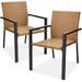 Set of 2 Stackable Wicker Chairs w/ Armrests, Steel Accent Furniture