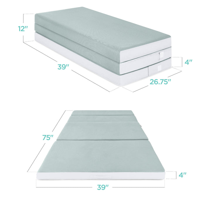 Surmatelas pliable et portable en mousse de mer avec mousse moelleuse - 4 po