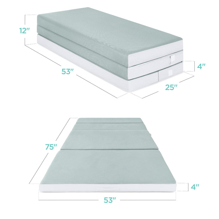 Surmatelas pliable et portable en mousse de mer avec mousse moelleuse - 4 po